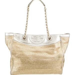 Tory Burch Metallic Gold and Silver Tote
